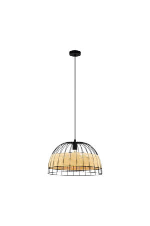 Anwick - Hanglamp - E27 - Ø 50 cm - Zwart/Rotan
