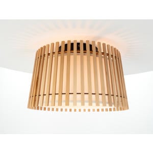 Fattoria Plafondlamp - E27 - Ø 38 cm - Zwart/Bruin/Wit - Hout /Textiel