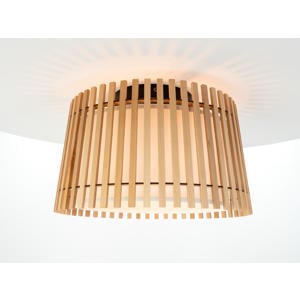 Fattoria Plafondlamp - E27 - Ø 38 cm - Zwart/Bruin/Wit - Hout /Textiel