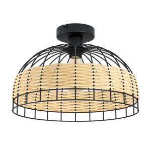 Anwick Plafondlamp - E27 - Ø 38 cm - Zwart/Rotan 