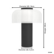 thumbnail: EGLO Ponente Tafellamp - Aanraakdimmer - Draadloos - LED - 20 cm - Zwart/Wit - Instelbaar wit licht - Oplaadbaar - Buiten en Binnen