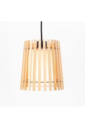 Fattoria Hanglamp - E27 - Ø 20 cm - Zwart/Bruin/Wit - Hout /Textiel  