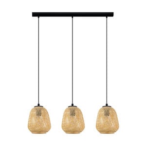 Dembleby - Hanglamp - E27 - 90 cm - Zwart/Natuur