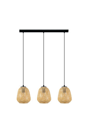 Dembleby - Hanglamp - E27 - 90 cm - Zwart/Natuur 