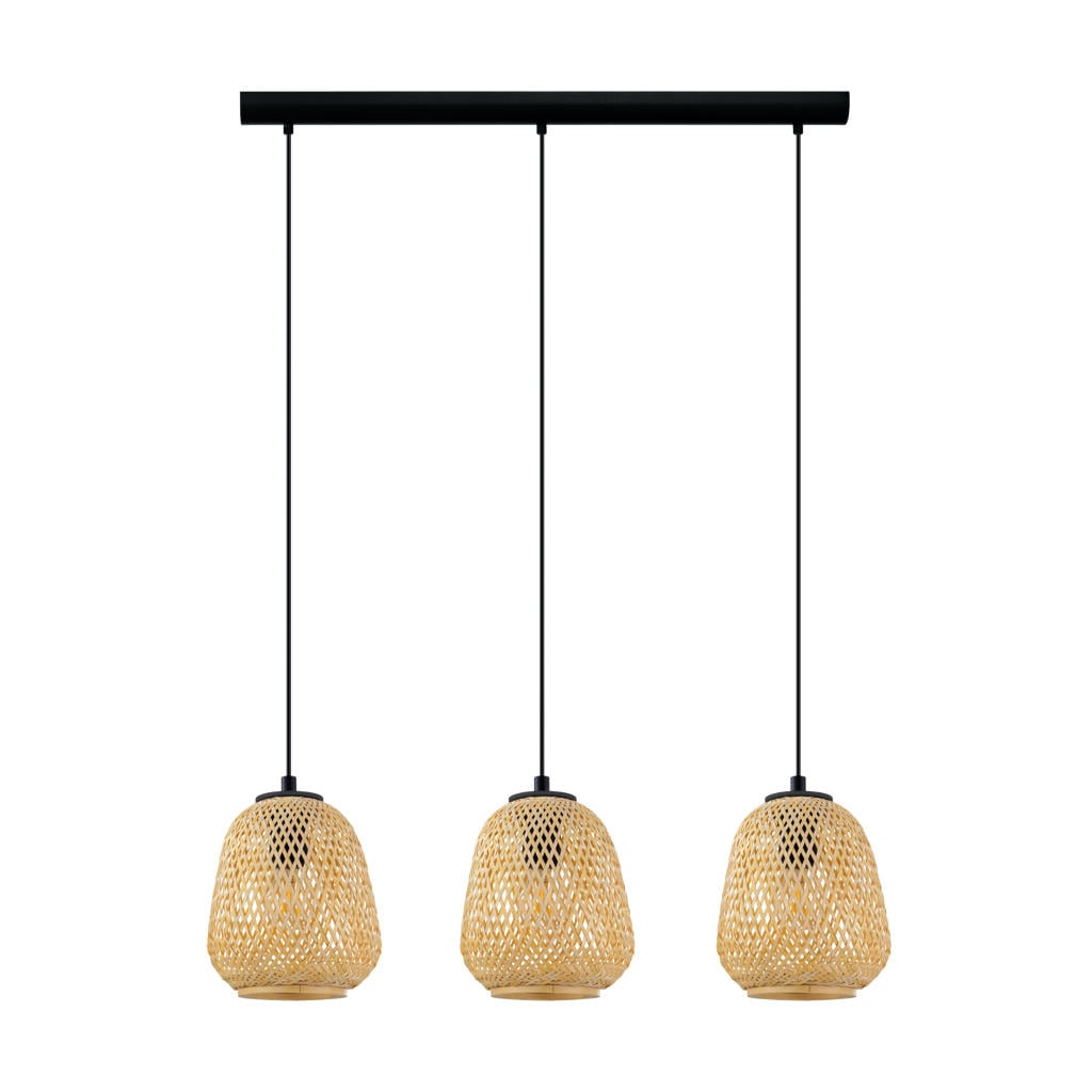 EGLO Dembleby - Hanglamp - E27 - 90 cm - Zwart/Natuur
