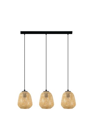 Dembleby - Hanglamp - E27 - 90 cm - Zwart/Natuur