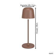 thumbnail: EGLO Mannera Tafellamp - Aanraakdimmer - Draadloos - 34 cm - Roestbruin/Wit - Oplaadbaar - Binnen en Buiten