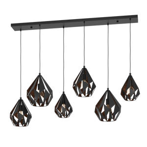 Carlton 1 Hanglamp - E27 - 145,5 cm - Zwart/Koper