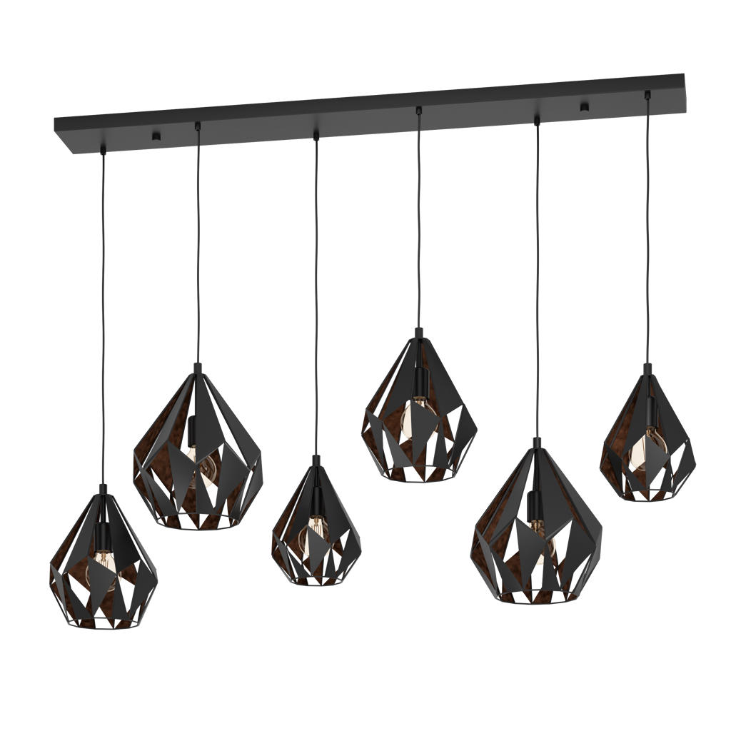 EGLO Carlton 1 Hanglamp - E27 - 145,5 cm - Zwart|Koper