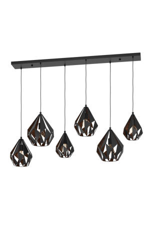 Carlton 1 Hanglamp - E27 - 145,5 cm - Zwart/Koper