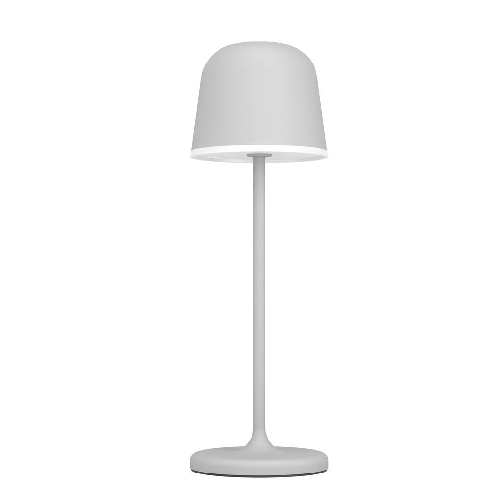 EGLO Mannera Tafellamp - Aanraakdimmer - 34 cm - Oplaadbaar (tot 38 uur licht) - Aluminium - Grijs/Wit - Draadloos - Binnen en Buiten