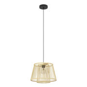 thumbnail: EGLO Hykeham Hanglamp - E27 - Ø 38 cm - Staal/Bamboe - Zwart/Bruin