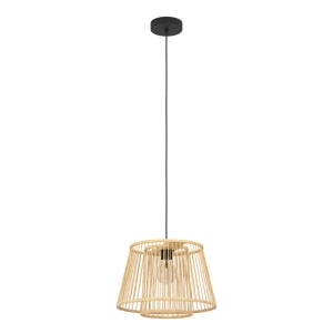 Hykeham Hanglamp - E27 - Ø 38 cm - Staal/Bamboe - Zwart/Bruin