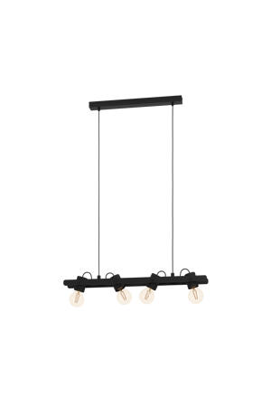 Plimsoll Hanglamp - E27 - 77 cm - Zwart - Staal/Hout