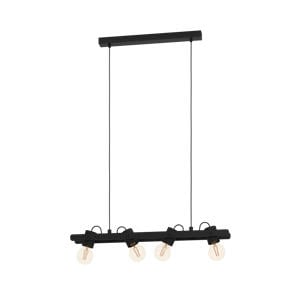 Plimsoll Hanglamp - E27 - 77 cm - Zwart - Staal/Hout