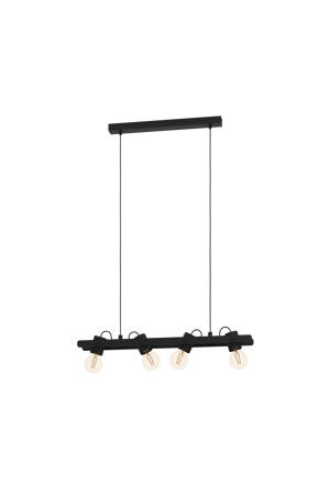 Plimsoll Hanglamp - E27 - 77 cm - Zwart - Staal/Hout