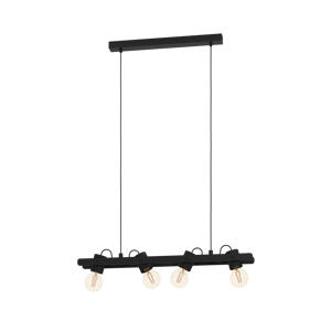 Plimsoll Hanglamp - E27 - 77 cm - Zwart - Staal/Hout  