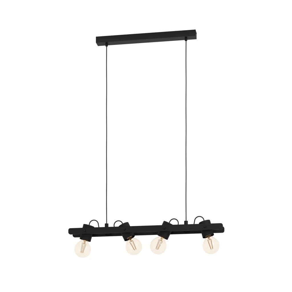 EGLO Plimsoll Hanglamp - E27 - 77 cm - Zwart - Staal|Hout
