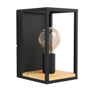 Libertad Wandlamp - E27 - 24 cm - Zwart/Bruin