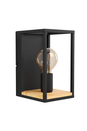 Libertad Wandlamp - E27 - 24 cm - Zwart/Bruin 