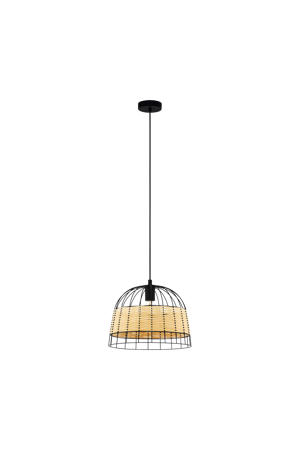 Anwick Hanglamp - E27 - Ø 37 cm - Zwart/Rotan