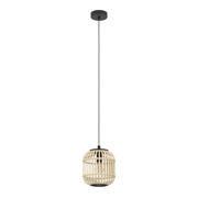 thumbnail: EGLO Bordesley Hanglamp - 1 lichts - Ø21cm. - E27 - Zwart/bamboo