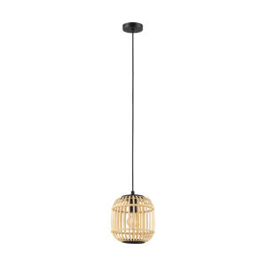 Bordesley Hanglamp - 1 lichts - Ø21cm. - E27 - Zwart/bamboo