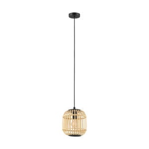 Bordesley Hanglamp - 1 lichts - Ø21cm. - E27 - Zwart/bamboo