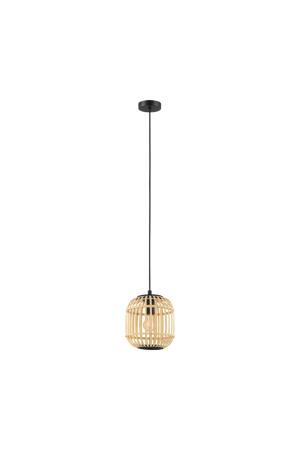 Bordesley Hanglamp - 1 lichts - Ø21cm. - E27 - Zwart/bamboo  
