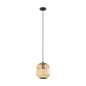 Bordesley Hanglamp - 1 lichts - Ø21cm. - E27 - Zwart/bamboo