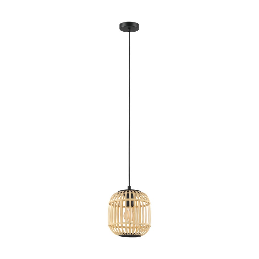 EGLO Bordesley Hanglamp - 1 lichts - Ø21cm. - E27 - Zwart|natuur