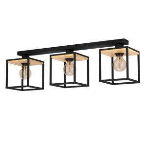 Libertad Plafondlamp - E27 - 86 cm - Zwart/Bruin