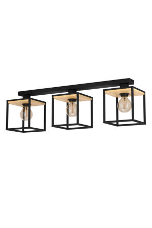 Libertad Plafondlamp - E27 - 86 cm - Zwart/Bruin  