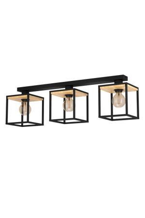 Libertad Plafondlamp - E27 - 86 cm - Zwart/Bruin