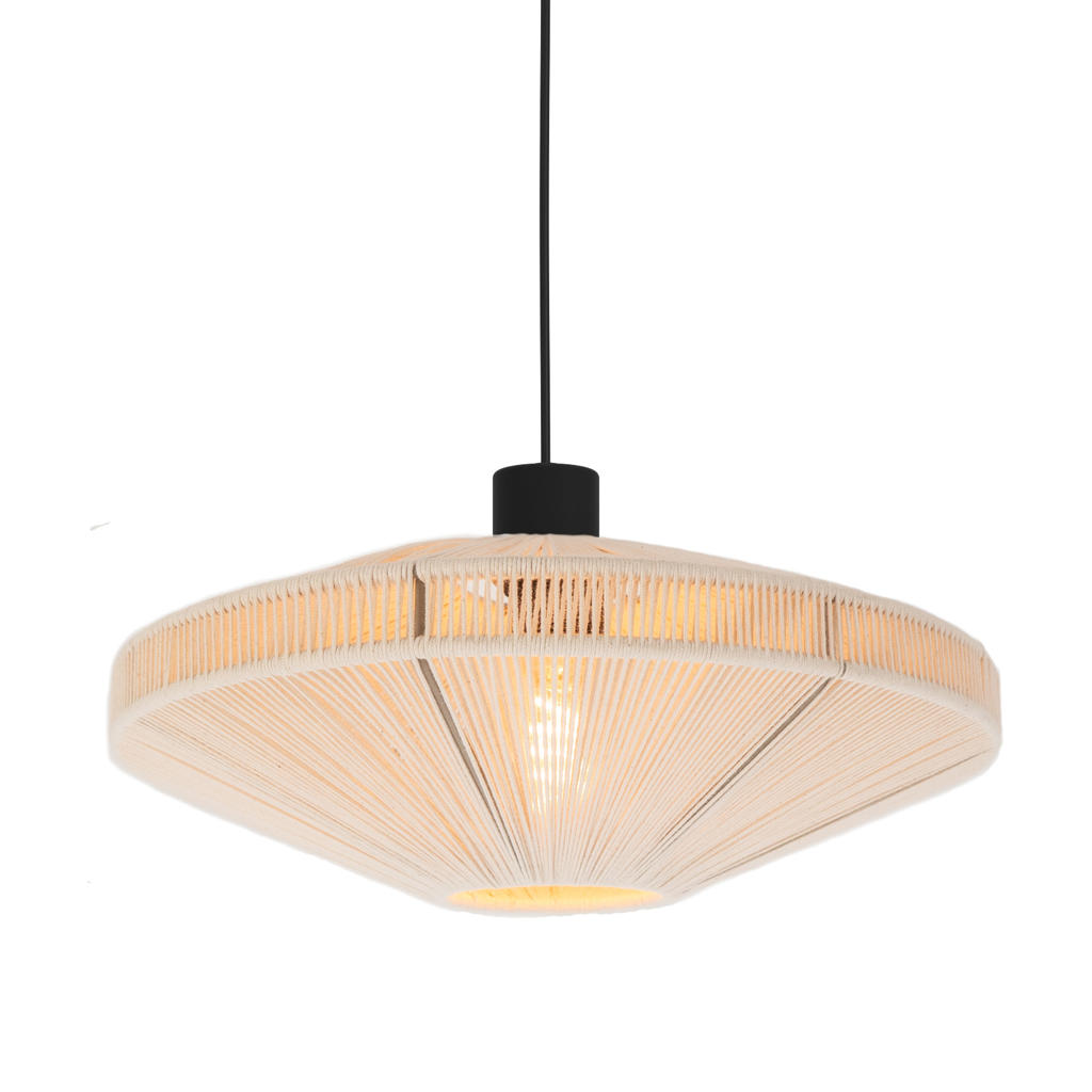 EGLO Midsumer Hanglamp - E27 - Ø 38 cm - Zwart|Crème - Textiel