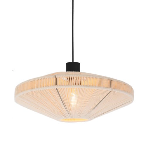 EGLO Midsumer Hanglamp - E27 - Ø 38 cm - Zwart/Crème - Textiel afbeelding