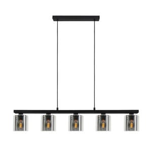 Cadley Hanglamp - E27 - 121 cm - Rookglas - Smoke - Zwart