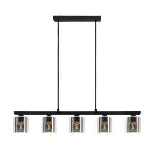Cadley Hanglamp - E27 - 121 cm - Rookglas - Smoke - Zwart