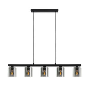Cadley Hanglamp - E27 - 121 cm - Rookglas - Smoke - Zwart