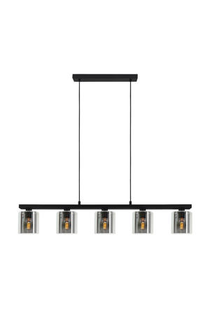 Cadley Hanglamp - E27 - 121 cm - Rookglas - Smoke - Zwart  