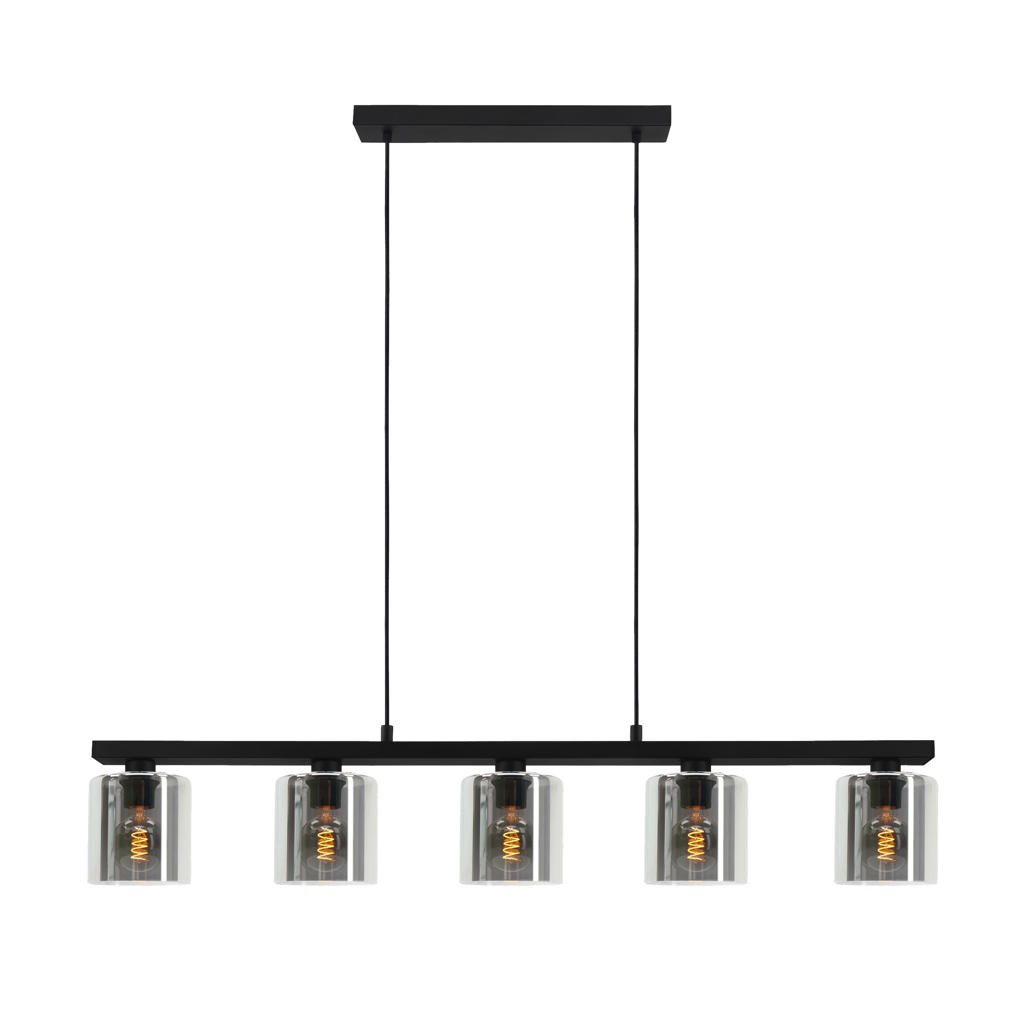EGLO Cadley Hanglamp - E27 - 121 cm - Rookglas - Smoke - Zwart