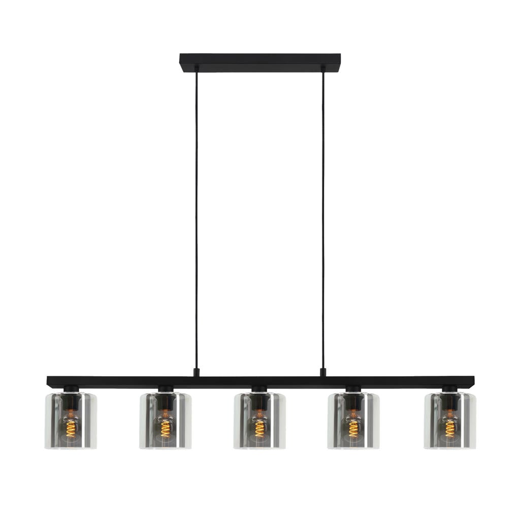 EGLO Cadley Hanglamp | Rookglas - Smoke glas | E27 | Breedte 121 cm | Zwart