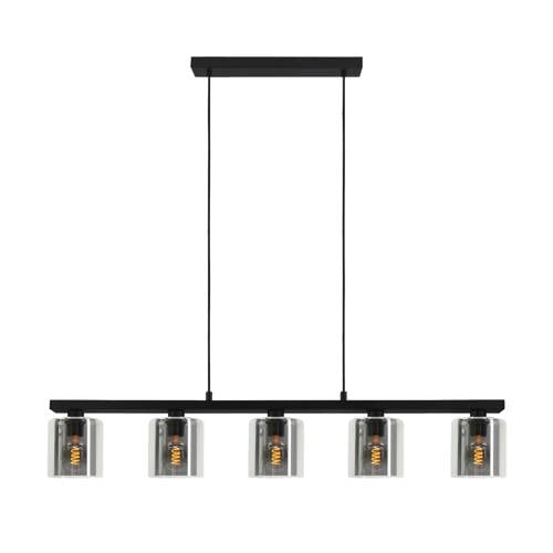 EGLO Cadley Hanglamp - E27 - 121 cm - Rookglas - Smoke - Zwart afbeelding