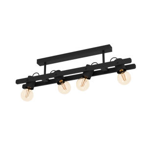 Plimsoll Plafondlamp - E27 - 77 cm - Zwart - Staal/Hout