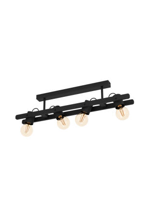 Plimsoll Plafondlamp - E27 - 77 cm - Zwart - Staal/Hout