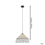 thumbnail: EGLO Oxpark Hanglamp - E27 - Ø 42 cm - Zwart/Wit/Groen - Bamboe