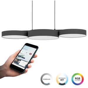 connect.z Barbano-Z Hanglamp - 82 cm - Zwart/Wit - Instelbaar RGB & wit licht - Dimbaar - Zigbee