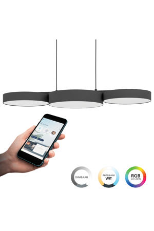 connect.z Barbano-Z Hanglamp - 82 cm - Zwart/Wit - Instelbaar RGB & wit licht - Dimbaar - Zigbee 