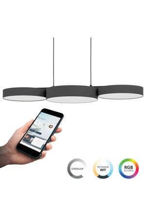 connect.z Barbano-Z Hanglamp - 82 cm - Zwart/Wit - Instelbaar RGB & wit licht - Dimbaar - Zigbee