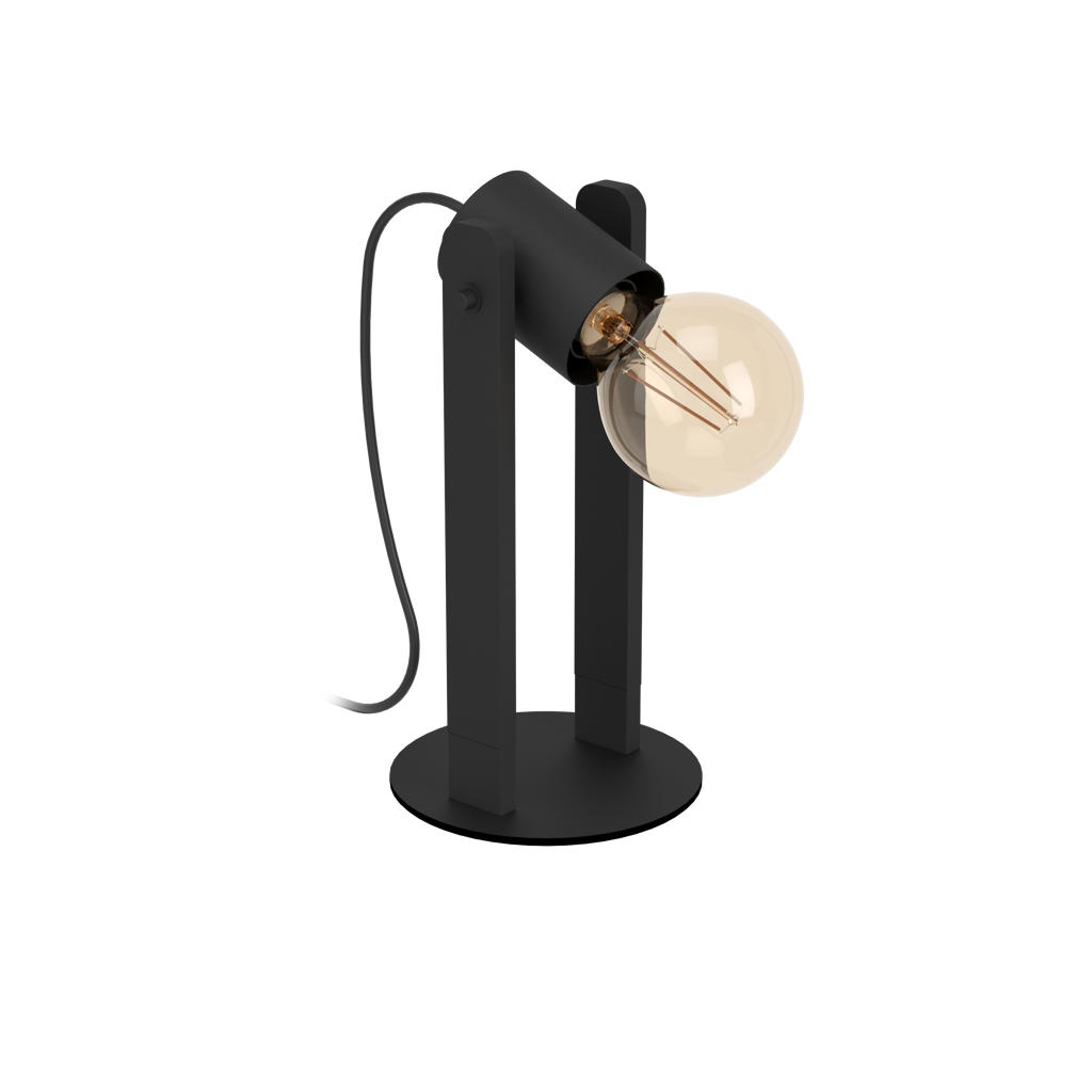 EGLO Plimsoll Tafellamp - E27 - 25,5 cm - Zwart - Staal|Hout